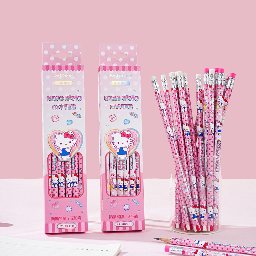 Tech Accessories For Office - 12 ชิ้นของแท้ซานริโอ เฮลโล คิตตี้ HB ดินสอการ์ตูนเคที