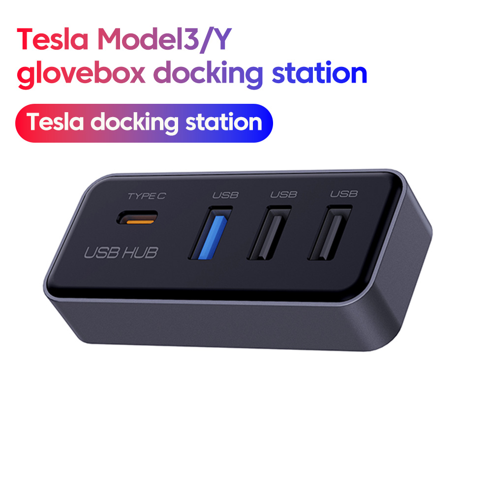 Type C Multiport Adapter - ฮับ USB 4-in-1 สำหรับ Tesla Model3/Y